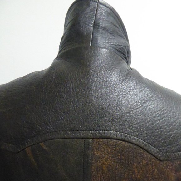 MICHAEL HOBAN NORTH BEACH BROWN LEATHER PEA COAT M - Picture 7 of 12